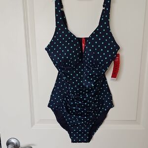SPANX Polka Dot One Shapinf Piece Swimsuit, 8